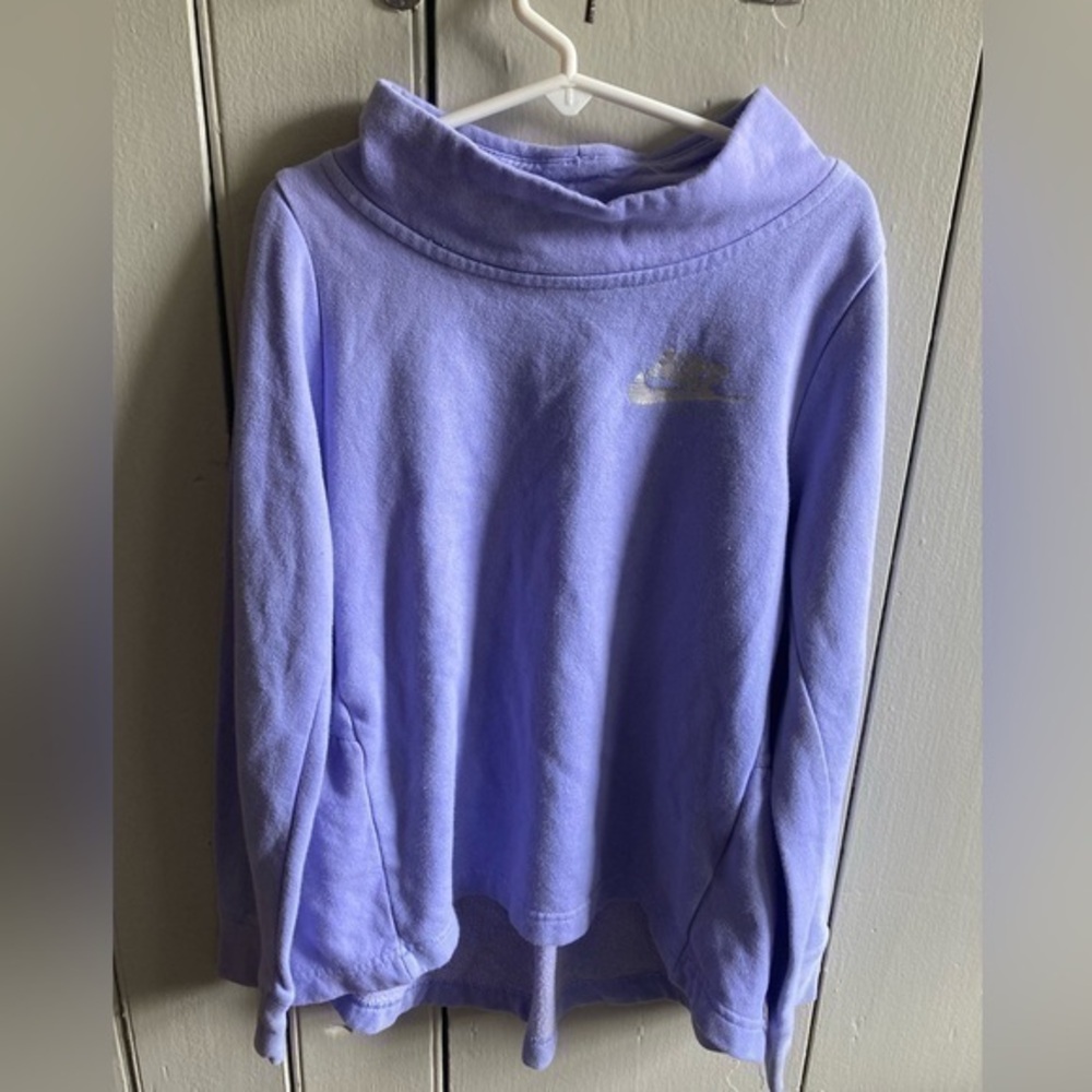 Nike Girls Purple Sweatshirt Fleece Mock Turtle Neck Pullover Youth Size Small